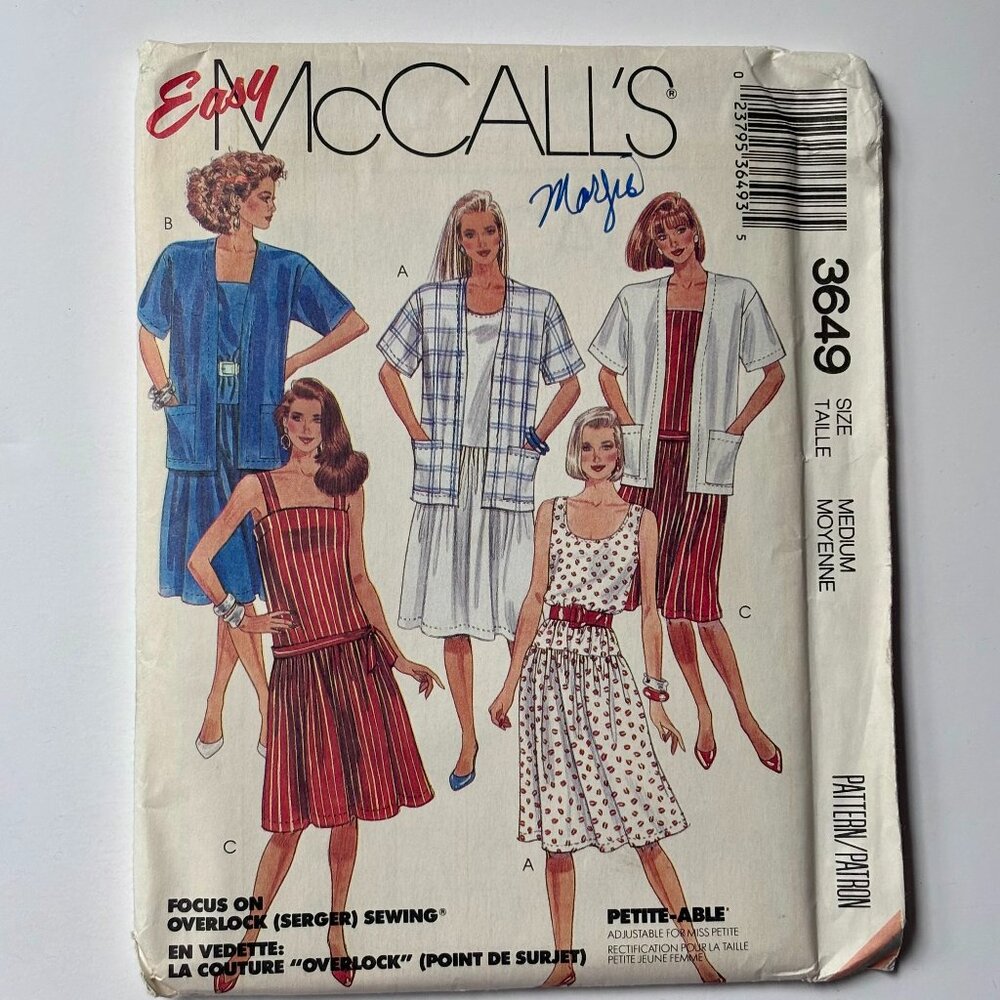 McCall's Unlined Jacket & Dress Uncut 3649 (Medium, 14-16)